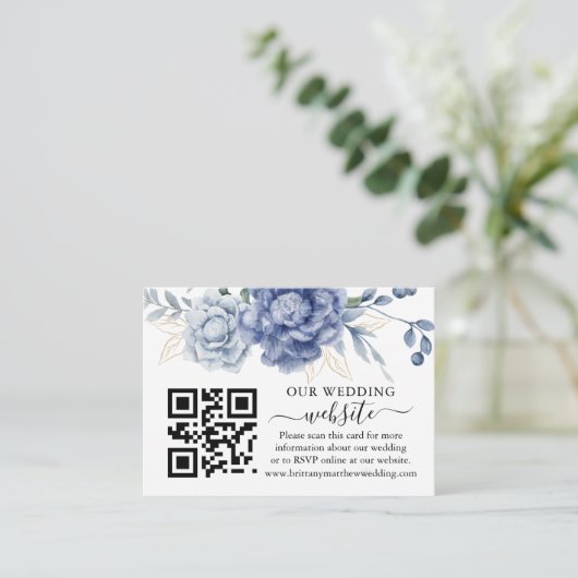 Elegant Dusty Blue Greenerity Hochzeitsstipps Encl Begleitkarte (Stehend Vorderseite)