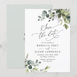 Elegant Dusty Blue Greenerity Wedding Save the Dat Einladung