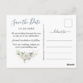 Elegant Dusty Blue Greenerity Wedding Save the Dat Postkarte (Rückseite)