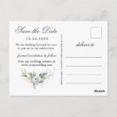 Elegant Dusty Blue Greenerity Wedding Save the Dat Postkarte (Rückseite)