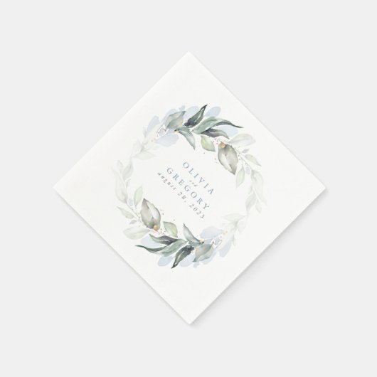 Elegant Dusty Blue Greenerity Wedding Serviette (Ecke)