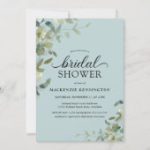 Elegant Dusty Blue Greenery Brautparty Einladung (Vorderseite)