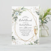 Elegant Dusty Blue Greenery Bridal Brunch Einladun Einladung (Stehend Vorderseite)