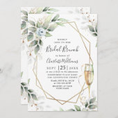 Elegant Dusty Blue Greenery Bridal Brunch Einladun Einladung (Vorne/Hinten)