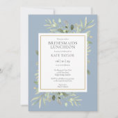 Elegant Dusty Blue Greenery Bridesmaids Einladung (Vorderseite)
