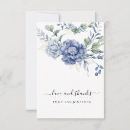 Elegant Dusty Blue Greenery Hochzeitsmaterial Dankeskarte