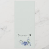 Elegant Dusty Blue Greenery Hochzeitsmaterial Menükarte (Rückseite)