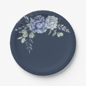 Elegant Dusty Blue Greenery Hochzeitsmaterial Pappteller (Vorderseite)