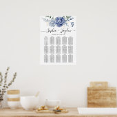 Elegant Dusty Blue Greenery Hochzeitsmaterial Poster (Küche)