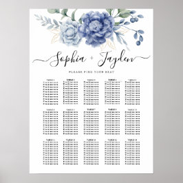 Elegant Dusty Blue Greenery Hochzeitsmaterial Poster