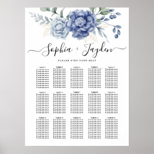 Elegant Dusty Blue Greenery Hochzeitsmaterial Poster