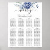 Elegant Dusty Blue Greenery Hochzeitsmaterial Poster (Vorne)