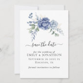Elegant Dusty Blue Greenery Hochzeitsmaterial Save The Date (Vorderseite)