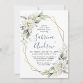 Elegant Dusty Blue Greenery Probe Dinner Einladung (Vorderseite)