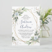 Elegant Dusty Blue Greenery PROBE DINNER Einladung (Stehend Vorderseite)