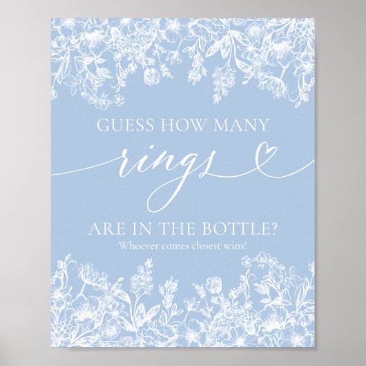 Elegant Dusty Blue Guess Wie viele Rings Game Sign Poster (Vorne)