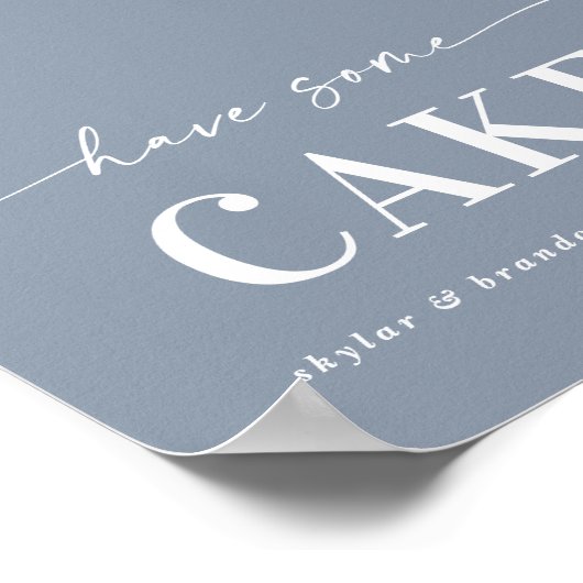 Elegant Dusty Blue haben ein kurzes Hochzeitszeich Poster (Ecke)