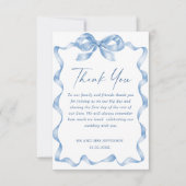 Elegant Dusty Blue Hand Drawn Bow Wedding Dankeskarte (Vorderseite)