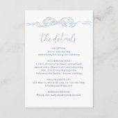 Elegant Dusty Blue Hand Drawn Bow Wedding Details Begleitkarte (Vorderseite)