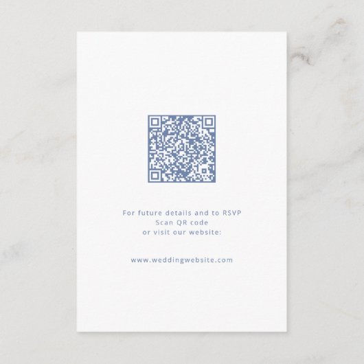 Elegant Dusty Blue Hand Drawn Bow Wedding Details Begleitkarte (Rückseite)