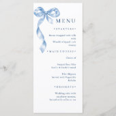 Elegant Dusty Blue Hand Drawn Bow Wedding Menükarte (Vorderseite)