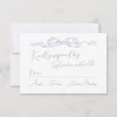 Elegant Dusty Blue Hand Drawn Bow Wedding RSVP Karte (Vorderseite)