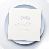 Elegant Dusty Blue Hand Drawn Bow Wedding Serviette