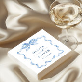 Elegant Dusty Blue Hand Drawn Bow Wedding Serviette