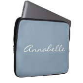 Elegant Dusty Blue Handwriting Script Name Custom Laptopschutzhülle (Vorne Rechts)