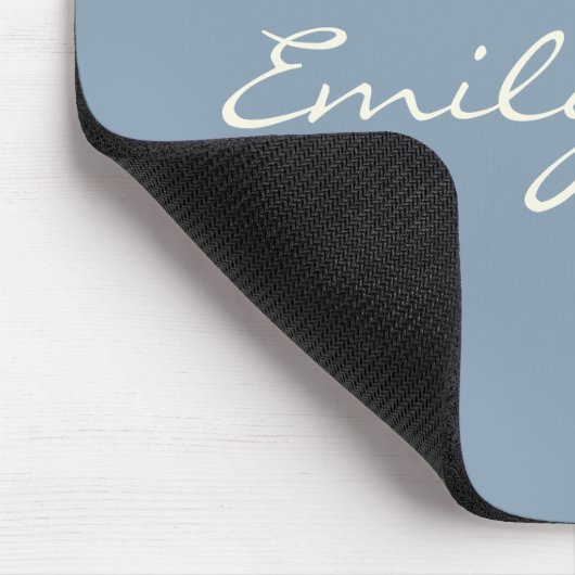Elegant Dusty Blue Handwriting Script Name Custom Mousepad (Ecke)