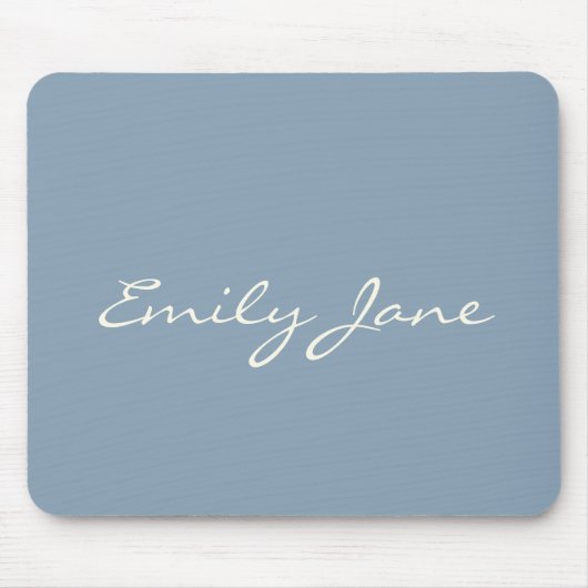Elegant Dusty Blue Handwriting Script Name Custom Mousepad (Vorne)