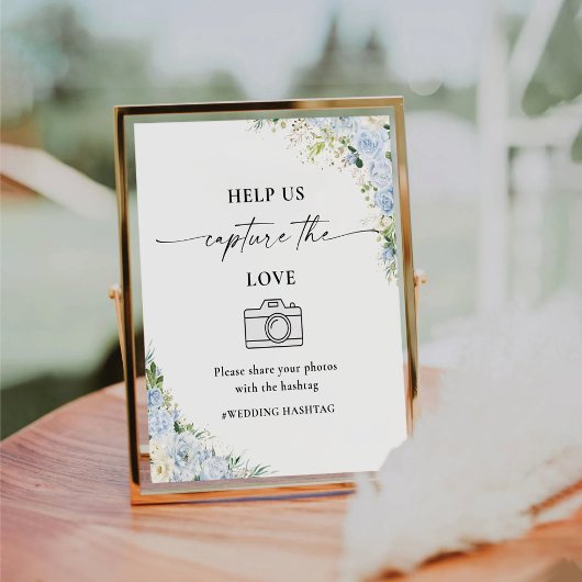 Elegant Dusty Blue Help Us Capture The Love Sign Sockelschild