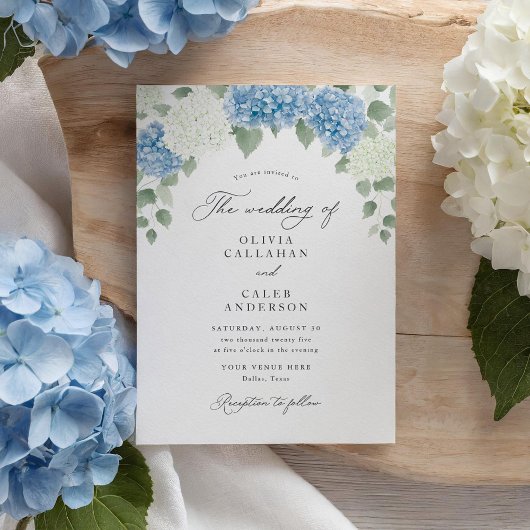 Elegant Dusty Blue Hydrangea Floral Wedding Einladung