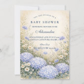 Elegant Dusty Blue Hydrangea Garden Baby Shower Einladung (Vorderseite)