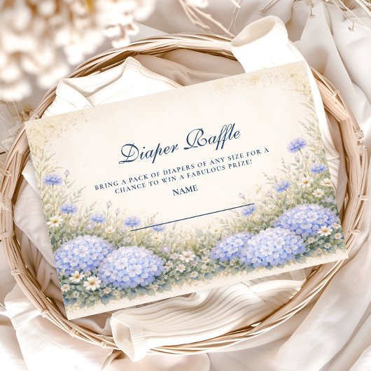 Elegant Dusty Blue Hydrangea Garden Diapper Raffle Begleitkarte