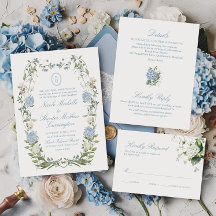 Elegant Dusty Blue Hydrangea Monogram
