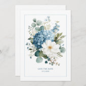 Elegant Dusty Blue Hydrangea White Anemone Einladung (Vorne/Hinten)