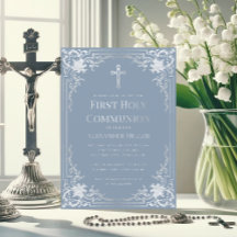 Elegant Dusty Blue Imitats Silver Boy First Commun