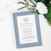 Elegant Dusty Blue Initials Calligraphy Wedding Einladung