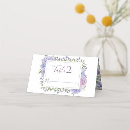 Elegant Dusty Blue & Lilac Aquarell Platzkarte