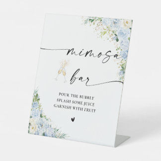 Elegant Dusty Blue Mimosa Bar Sign Sockelschild