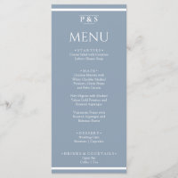 Elegant Dusty Blue Minimal Mongram Dinner Hochzeit