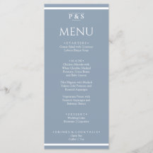 Elegant Dusty Blue Minimal Monogram Dinner Wedding
