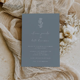 Elegant Dusty Blue Minimal Wedding Einladung