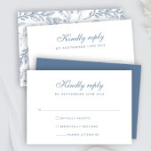 Elegant Dusty Blue Minimal Wedding RSVP Card Karte