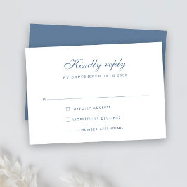 Elegant Dusty Blue Minimal Wedding RSVP Card Karte