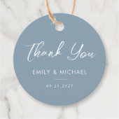 Elegant Dusty Blue Minimal Wedding Vielen Dank Geschenkanhänger (Vorderseite)