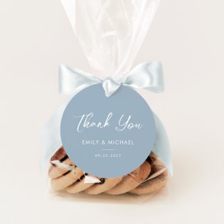 Elegant Dusty Blue Minimal Wedding Vielen Dank Geschenkanhänger