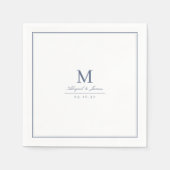 Elegant dusty blue minimalist monogram serviette (Vorderseite)
