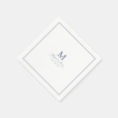 Elegant dusty blue minimalist monogram serviette (Ecke)